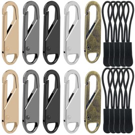 30Pcs Zipper Pull Replacement, Metal Zipper Gripper Mend Fixer Zipper Tab Pullers Zipper Tags Cord Pulls for Luggage Jackets Backpacks Coat Decorate(20Pcs Zipper Pull + 10Pcs Zipper Extension Pull)
