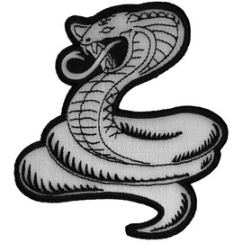 Cobra White Patch - 3.5x4 inch. Embroidered Iron on Patch