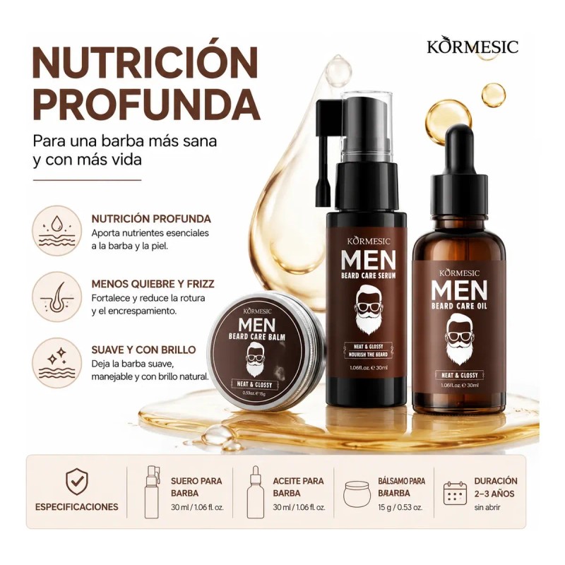 Kit 3 Piezas Crema Para Cuidado Personal Cabello Y Barba