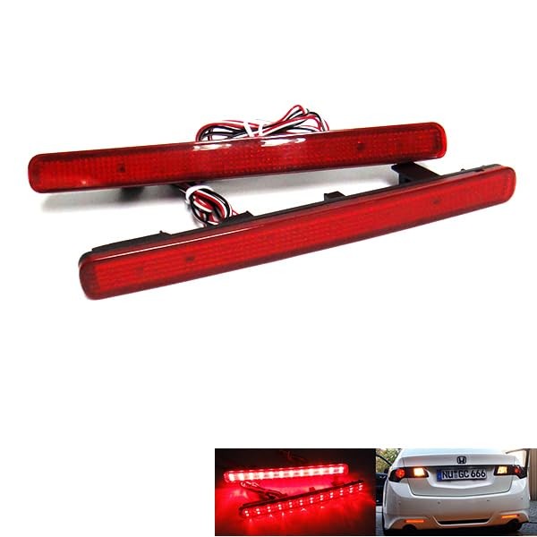 2x Red Lens Rear Bumper Reflector LED Fog Tail Stop