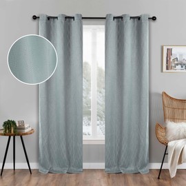 Superior Blackout Curtains, Modern Classic Light Blocking Curtain, Window Accent for Bedroom, Living Room, Thermal Darkening, Zuri Collection, Set of 2 Panels, 6 Grommets, 42" x 84", Sea Foam
