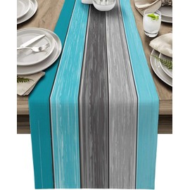 Abstract Turquoise Table Runner Dresser,Teal Table Runners 33x183 Long for Dining Coffee Table,Washable Non-Slip Rectangle Table Setting Decor for Farmhouse Party Holiday Dinner