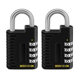 Bosvision [2 Pack] [4-Digit] [Combination Padlock] with 6.4mm Shackle