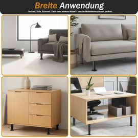 TELANKS Pack of 2 Furniture Feet, Height Adjustable, 25-43 cm Feet for Furniture, Cold-Rolled Steel Furniture Feet, Bed Feet with Base, Adjustable Feet for Furniture, Sofa, Bed, Bedside Table, Cabinet