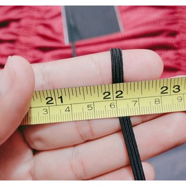 Noshad® 5mm - 1/5" Black Flat Elastic Band Cord for Sewing DIY Mask, Arts and Crafts, Dressmaking, Haberdashery and Clothing Accessory, Supplies Woven, Braided, Thin Strip for hat (10 Meter)