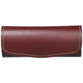 革 風 ステッチ入り おしゃれ コンパクト メガネケース セミ ハード マグネット式 エンジ 2155-03