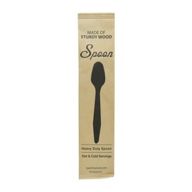 Packnwood 210CVB193W- Heavy Duty wooden spoon Wrapped in Paper Wrapper Incredible eats spoons, Biodegradable Bamboo Perfect for Serving, Tasting, Eating, Wedding & Parties -7.3”inch [500 Pack]