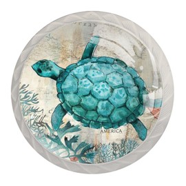 NEWzone 4 Pack Turtle Cabinet Knobs, Nautical Decorative Single Hole Kitchen Cabinet Hardware Dresser Handles Drawer Pulls Knobs for Home Bedroom Bathroom 1.37"