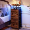 Somdot Tall Nightstand with Charging Station and LED Light for