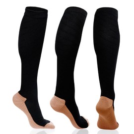 Sunallwell 3 Pairs Compression Socks,Long Flight Socks for Women, Compression Stockings for Sports, Running, Flight, Travel, Motorbike