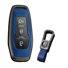 KUNIO Keyless Key Case Fits Ford Focus Mondeo MK5 S-max Kuga Puma Fiesta Escort Explorer Key Protector Key Cover Key Fob Accessories 3 Buttons, blue
