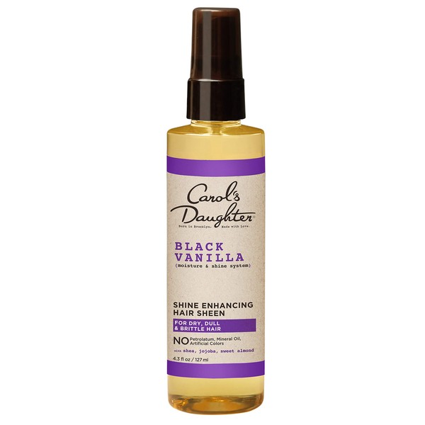 Carol's Daughter Black Vanilla Moisture & Shine Hair Sheen For Dry Hair and Dull Hair, with Shea Butter, Jojoba Oil, and Sweet Almond Oil, Paraben Free Hair Sheen, 4.3 fl oz (Packaging May Vary)