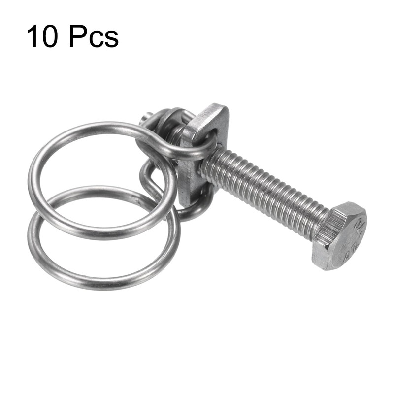 sourcing map 10Pcs Double Wire Hose Clamp, 17-20mm Adjustable Stainless