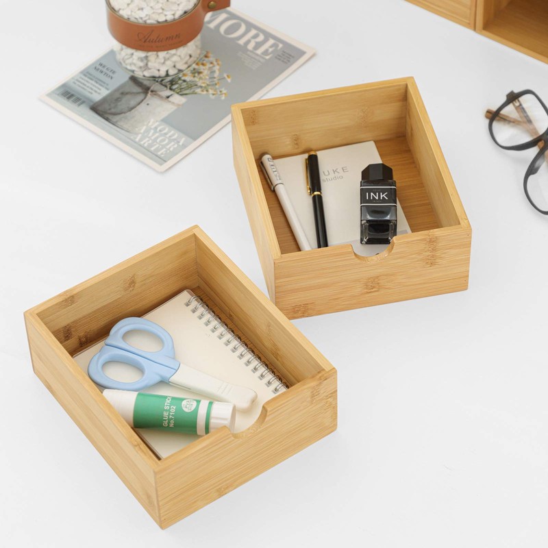 Wisuce Bamboo Desk Organizer - Mini Desktop Drawer Tabletop Storage