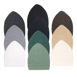 Kapobia 10 Pieces Kufi Hats for Men Muslim, Cotton Breathable Cap for Muslim Men and Women, Muslim Clothes