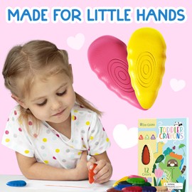 TinyGeeks 12 Water Drop Crayons + Non Toxic Crayons for Toddlers 1-3 | Washable for Kids Ages 4-8 | Easy To Hold | For Toddlers 2-4 Years | Ergonomic Shape