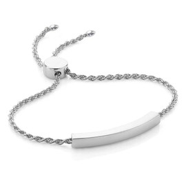 Gleamart Adjustable Love Heart Bracelet for Women Stainless Steel Pull Bracelet with Cubic Zirconia Silver3