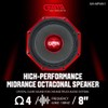 GAMA AUTOPARTS 8" High-Performance Midrange Octagonal Speaker - 1200W Max,