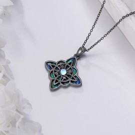 Suiknsn Witches Knot Necklace for Women 925 Sterling Silver Black Onyx Nudo De Bruja Pendant Necklace Eye of Horus Ankh Wiccan Jewelry Christmas Birthday Gifts for Girlfriends Daughter