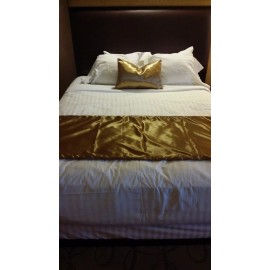 Linens Gallery Queen size Copper Bridal Satin Bed Scarf 24"x100" welt FREE Boudoir Pillow Cover