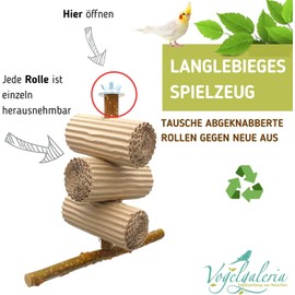 Vogelgaleria® Nibble Paradise for Birds - Activity Toy for Budgies, 3 Replacement Rolls, Species-Appropriate Bird Toy for Nibbling