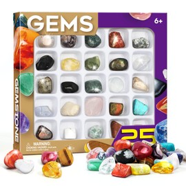 Byncceh Mineral Set 48 Pieces Gemstone for Children, Mineral Collectors and Gemstone Lovers, Gift Treasure Hunt Decoration, Experiment Set for Children from 7 Years on Geology Theme