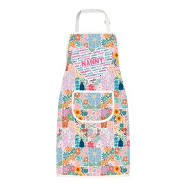 WSNANG Nanny Apron With Pockets Boho Flower Adjustable Aprons for Nanny Granny Nanny Gifts for Grandma Mothers Day Gift (CA Nanny Apron)