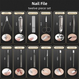 Generic Manicure Set, Manicure kit and Fingernail & Toenail Clippers Set, 12 Pieces Nail Clippers for Men Set, High-Carbon Steel Nail Care Kit, Pedicure Set, Mens Grooming Kit (Gun Grey)