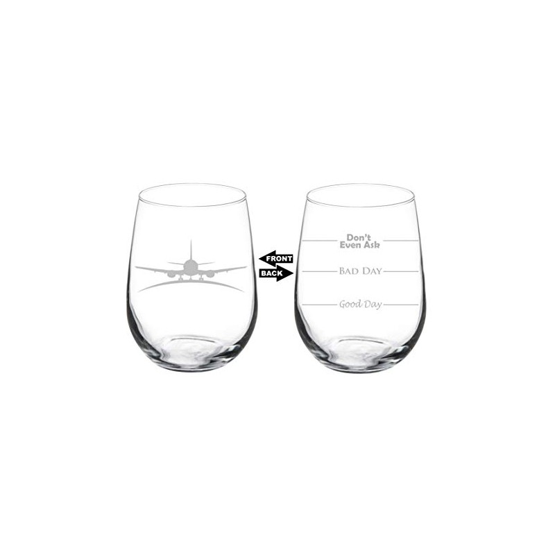 Wine Glass Goblet Two Sided Airplane Pilot Flight Attendant (17