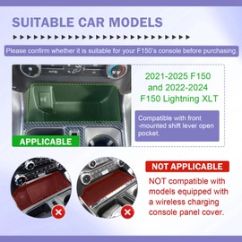 RUNROAD Center Console Organizer Tray Compatible with 2021-2025 Ford F150 & 2022 2023 2024 Lightning XLT Accessories, Armrest Storage Box for F150 Middle Console Tray Glove Organizer Dividers