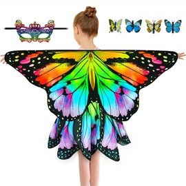Butterfly Wings Children (Girls) Butterfly Costume Girls Three Piece Set (Cape Skirt and Mask) Butterfly Costume Children