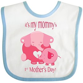 inktastic It's My Mommy's 1st Mother's Day Baby Bib White and Blue 1d447