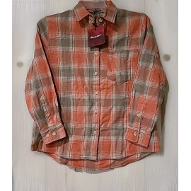 Moosejaw 100% Organic Cotton Womens Flannel Button Up Moosejaw Cabin Flamingo/Taupe SMALL