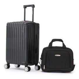 Rockland Hardside Spinner Wheel Carry On with Tote Luggage Set, Black