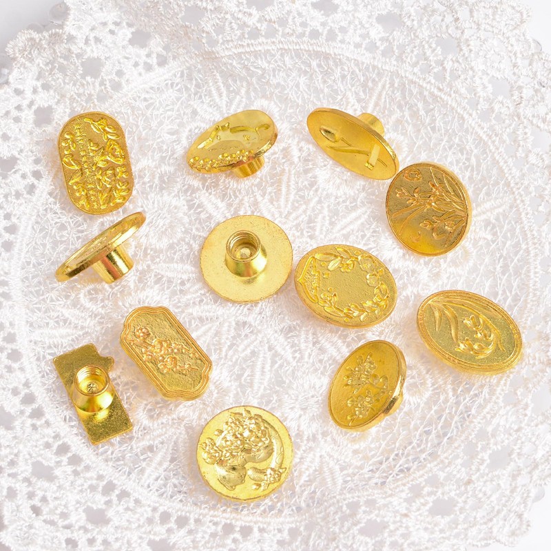 HICOHAND Wax Seal Stamp Head, 12 PCS Floral Wax Seal