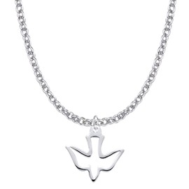 True Faith Jewelry Sterling Silver Holy Dove Pendant Necklace, Religious Jewelry, 9/16 Inch