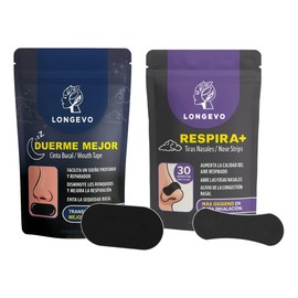 Longevo Kit para Mejor Sueño, 30 Cintas Bucales + 30 Tiras Nasales, Reduce Ronquidos y Mejora la Respiración