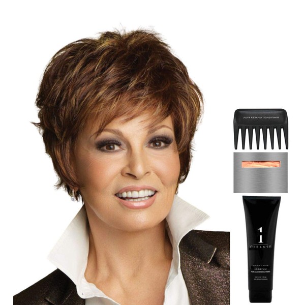 Bundle - 5 items: Sparkle by Raquel Welch Wig, Christy's Wigs Q & A Booklet, Wig Shampoo, Wig Cap & Wide Tooth Comb - Color: SS1488