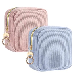 Tampon Storage Sanitary Pads Hygiene Bag for Sanitary Towels Storage Bag Periods Bag with Zip Organiser Nursing Pads Women's Tampons Sanitary Towels Women's Gifts for Girls (Blue & Pink)
