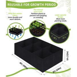 Linksandt Grow Bags, Fabric Raised Garden Bed for Vegetable Herbs Gardening, 57 Gallon Fabric Planting Bags Pots Indoor Outdoor, 4x2x1ft