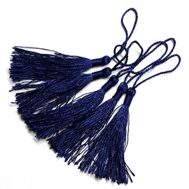 20 Navy (Dark Blue) Silky Fluffy 13.5cm Tassels for Curtains, Cushions, Art and Wedding Decoration