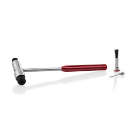 Buck Neurological Reflex Hammer | with Needle and Brush | For Skin Reflexes and Surface Reactions | Metal with Double Function Head | Red Contrasting Handle