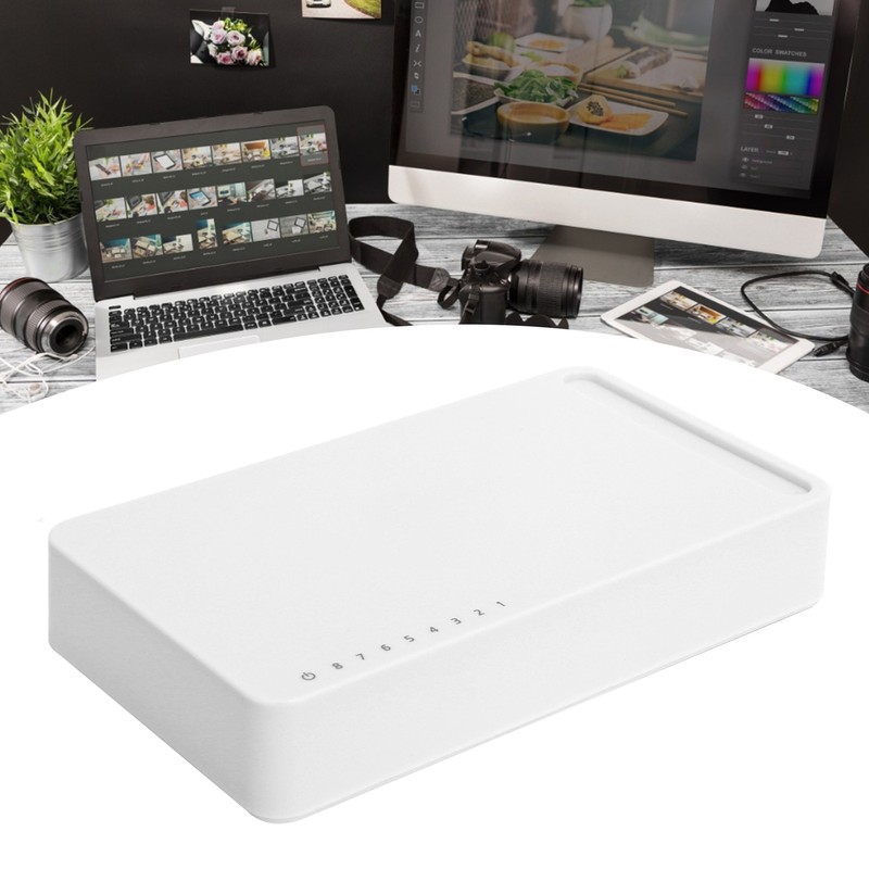 8‑Port Gigabit Ethernet Switch Network Switch Adapter RJ4510/100/1000mbps 100‑240VEU Plug