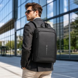 Slim Laptop Backpack for Work & Travel – Water-Resistant 15.6-Inch Computer Bag with USB Charging Ports