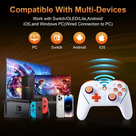 DOYO Wireless Controller for Switch, Switch Pro Controller for Switch Lite, Switch Remote Gamepad Joystick, 1020mAh/RGB Lightning/Programmable/Dual Vibration/Gyro/Turbo/NFC/Wake-Up/Screenshot