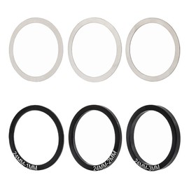 6pcs Set 0.1mm+0.2mm+0.3mm+1mm+2mm+3mm 6 Size Bike Washer Kit Aluminum Alloy Bike Spacer Bike Washer Bike Washer Bike Flywheel Hub Spacer (Silver & Black, Diameter 24mm)