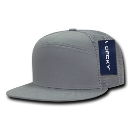 Decky 7 Panel Trucker Hat - Gray, 100% Cotton Grey Cap (Decky 1133-GRY, New with Tags)