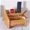 TOVINANNA Bamboo Storage Box Three Compartments Multi-function Desk Organizer for