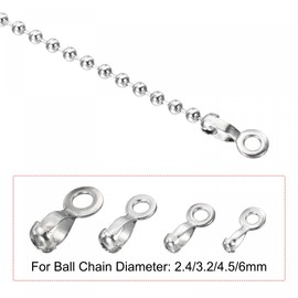 sourcing map Ball Chain Connector, Stainless Steel Pull Loop Crimp Link Clasp Connection Fit for 2.4/3.2/4.5/6mm Beaded Ball Chains, Silver Pack of 60
