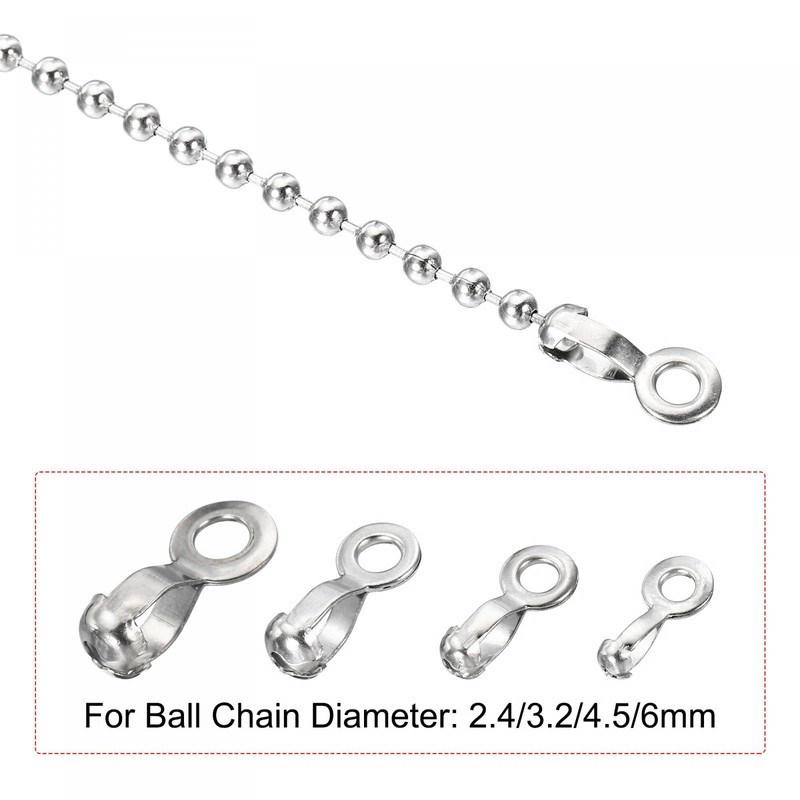 sourcing map Ball Chain Connector, Stainless Steel Pull Loop Crimp